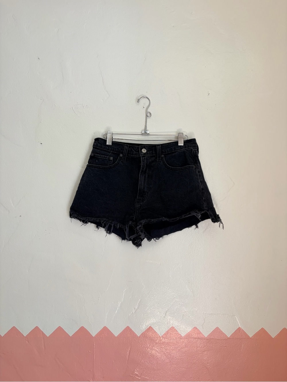 Abercrombie & Fitch Black High-Waist Denim Cut-off Shorts